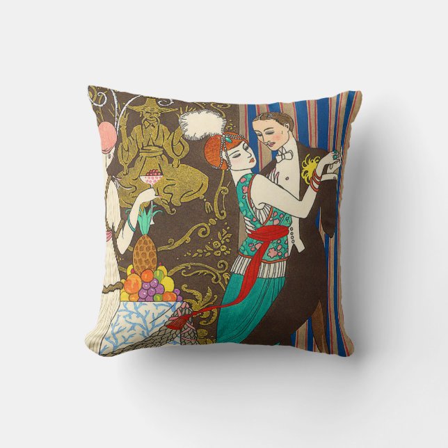 Eine Nacht im dekadenten Paris Art Déco Pillow Kissen (Vorderseite)