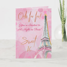Eine Nacht in Paris Pink Gold Eiffelturm Sweet 16 Einladung