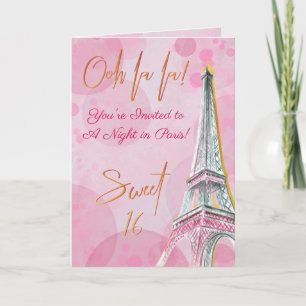 Eine Nacht in Paris Rosa Gold Eiffelturm Sweet 16 Einladung