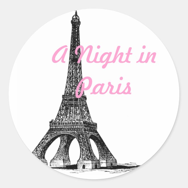Eine Nacht in Paris Runder Aufkleber (Vorderseite)