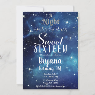 Eine Nacht unter dem Star Blue Starry Sky Sweet 16 Einladung