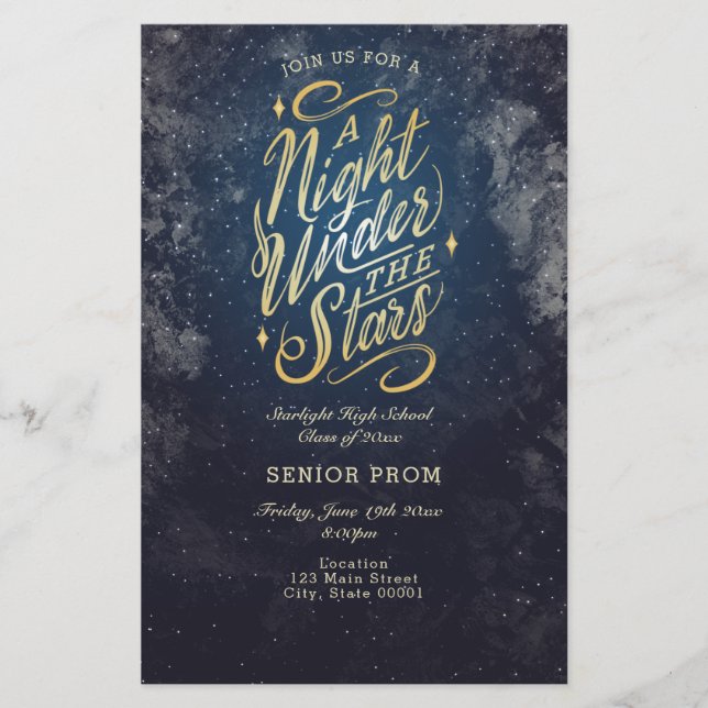 Eine Nacht unter den Sternen Event Flyer Einladung (Vorderseite)