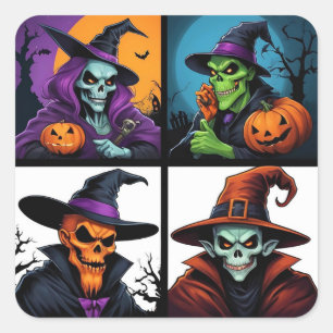 Eine Nacht voller Halloween-Magie Quadratischer Aufkleber