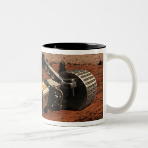 Eine Nahaufnahmeansicht des Armes auf Mars der Zweifarbige Tasse