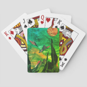 Eine nahe Sicht auf Fantasiewelten und ihre Monde  Spielkarten