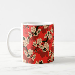 eine nahtlose Kachel im japanischen Stil mit einem Kaffeetasse