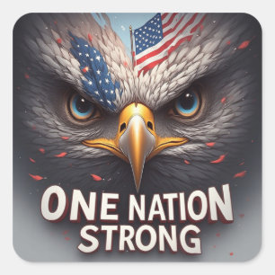 Eine Nation Stark USA-Flagge Patriotisches Geschen Quadratischer Aufkleber