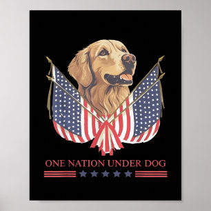 Eine Nation unter dem Golden Retriever der US-Flag Poster