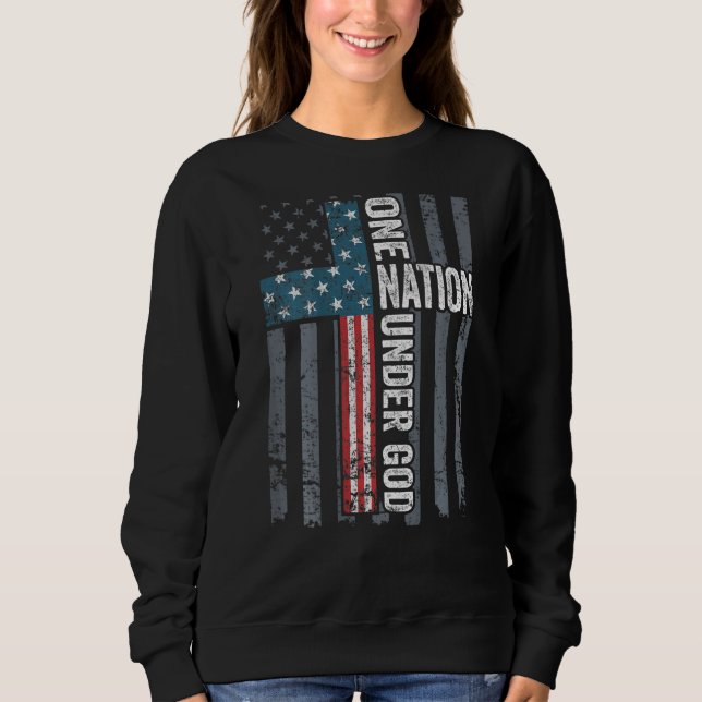 Eine Nation unter der gottesfürchtigen US-Kreuzfla Sweatshirt (Vorderseite)