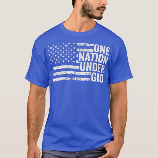 EINE NATION UNTER GOD Christlich USA Patriotic T-Shirt (Vorderseite)