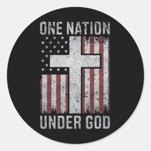 Eine Nation unter Gott 4. Juli Vintage Patriotik Runder Aufkleber
