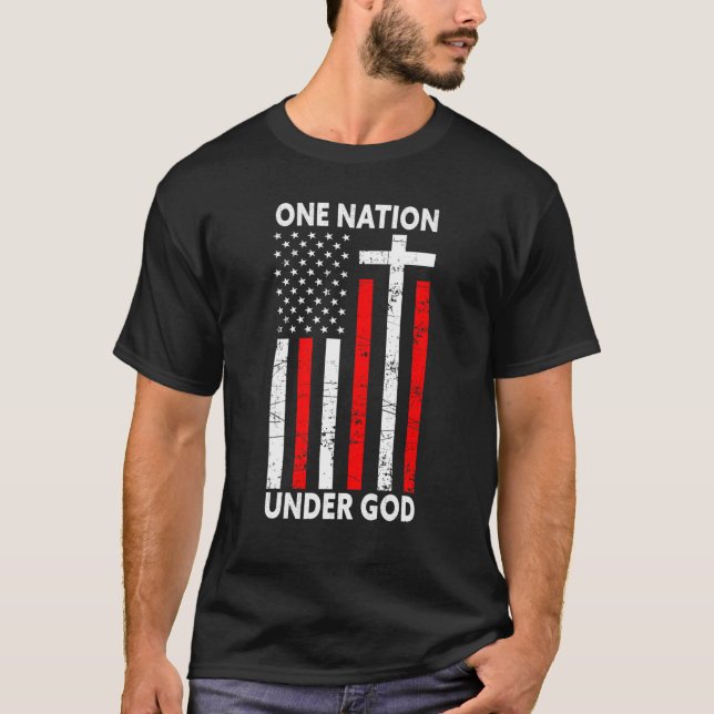 Eine Nation unter Gott Amerikanischer Glaube USA 4 T-Shirt (Vorderseite)