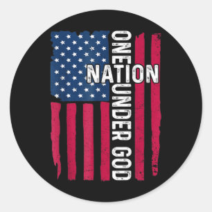 Eine Nation unter Gott christliches Kreuz USA-Flag Runder Aufkleber