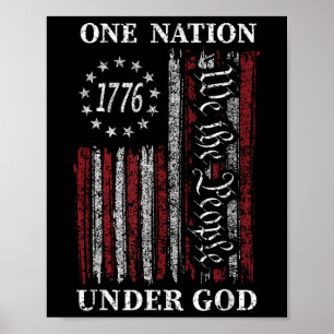 Eine Nation unter Gott Flagge 4. Juli Patriotisch Poster