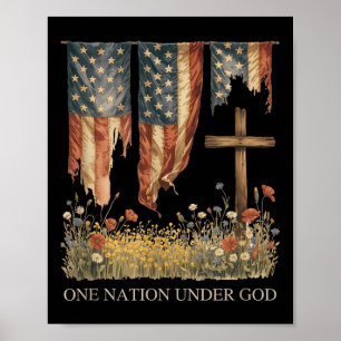 Eine Nation unter Gott Flagge 4. Juli Patriotisch Poster