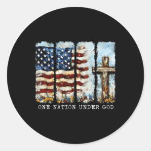 Eine Nation unter Gott Flagge 4. Juli Patriotisch Runder Aufkleber