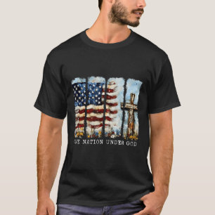 Eine Nation unter Gott Flagge 4. Juli Patriotisch T-Shirt