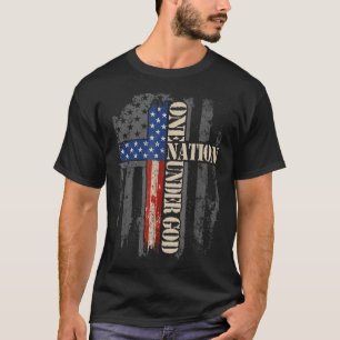 Eine Nation unter Gott Flagge 4. Juli Patriotisch T-Shirt