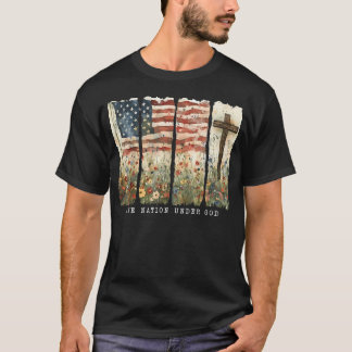 Eine Nation unter Gott Flagge 4. Juli Patriotisch T-Shirt