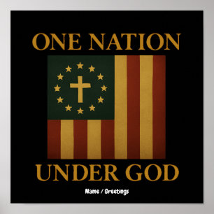 Eine Nation unter Gott Flagge Patriotisch Christli Poster