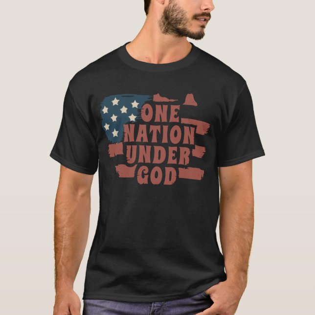 Eine Nation unter Gott in der rustikalen Flagge Ka T-Shirt (Vorderseite)