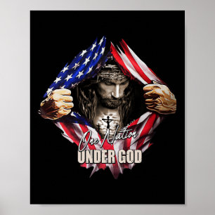 Eine Nation unter Gott Jesus Art uns Flagge Christ Poster