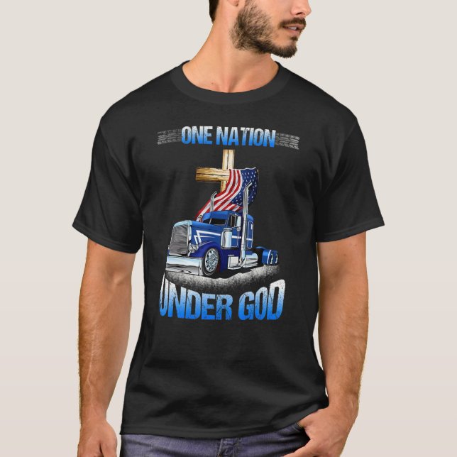 Eine Nation unter Gott Jesus fuhr am 4. Juli Chris T-Shirt (Vorderseite)