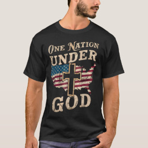 Eine Nation unter Gott Kreuz Amerikanische Flagge T-Shirt