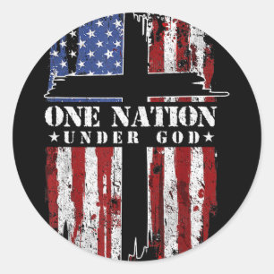 Eine Nation unter Gott Kreuz USA-Flagge 4. Juli Pa Runder Aufkleber