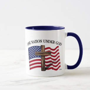 Eine Nation unter Gott mit schroffem Kreuz und Tasse