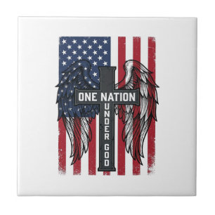Eine Nation unter Gott Patrioten Kreuz Flügel Shir Fliese