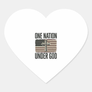 Eine Nation unter Gott patriotisches Kreuz Herz-Aufkleber