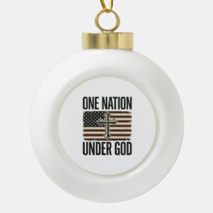 Eine Nation unter Gott patriotisches Kreuz Keramik Kugel-Ornament