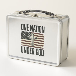 Eine Nation unter Gott patriotisches Kreuz Metall Brotdose