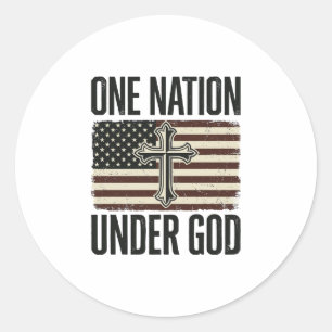 Eine Nation unter Gott patriotisches Kreuz Runder Aufkleber