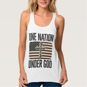 Eine Nation unter Gott patriotisches Kreuz Tank Top