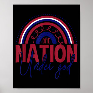 Eine Nation unter Gott Regenbogen patriotisch Unab Poster