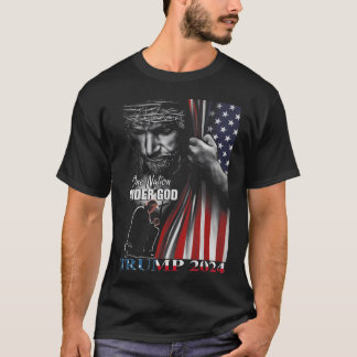 Eine Nation unter Gott Trump 2024 Gottes amerikani T-Shirt