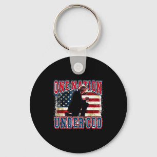 Eine Nation unter Gott Trump bete Jesus USA-Flagge Schlüsselanhänger