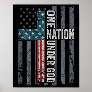 Eine Nation unter Gott - USA Kreuzflagge Christlic Poster