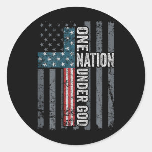 Eine Nation unter Gott - USA Kreuzflagge Christlic Runder Aufkleber