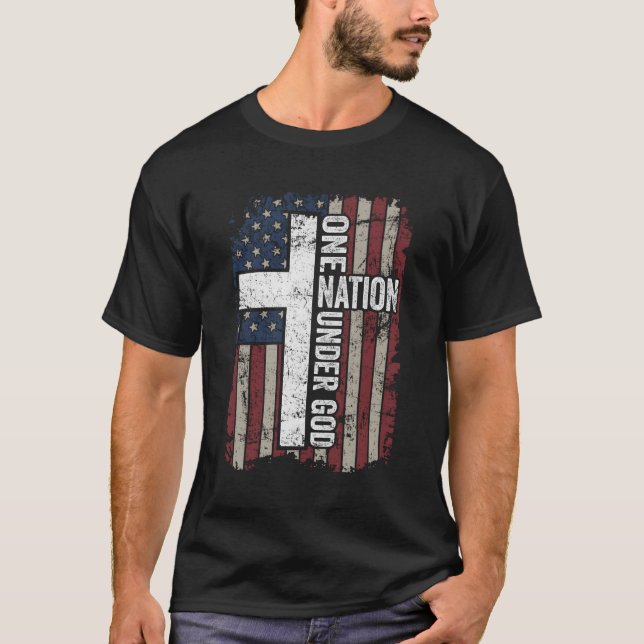 Eine Nation unter Gottes Christlicher Anbetung Usa T-Shirt (Vorderseite)