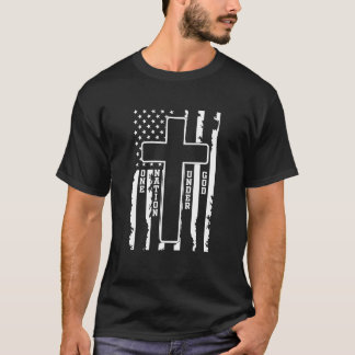 Eine Nation unter Gottes Cross & American Flag T-Shirt