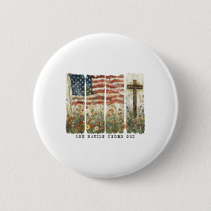 Eine Nation unter Gottes Flag 4. Juli Patriotic Ch Button