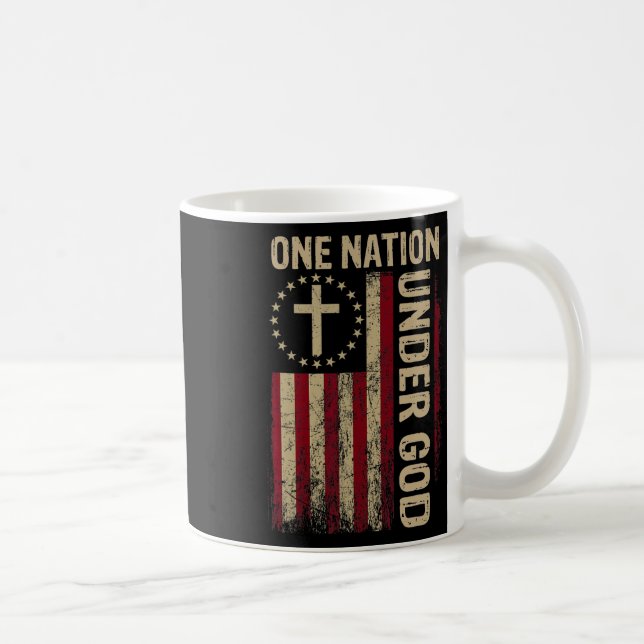 Eine Nation unter Gottes Flag 4. Juli Patriotic Ch Kaffeetasse (Rechts)