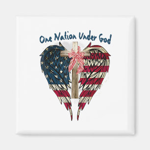 Eine Nation unter Gottes Flag 4. Juli Patriotic Ch Magnet