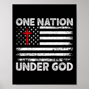 Eine Nation unter Gottes Flag 4. Juli Patriotic Ch Poster