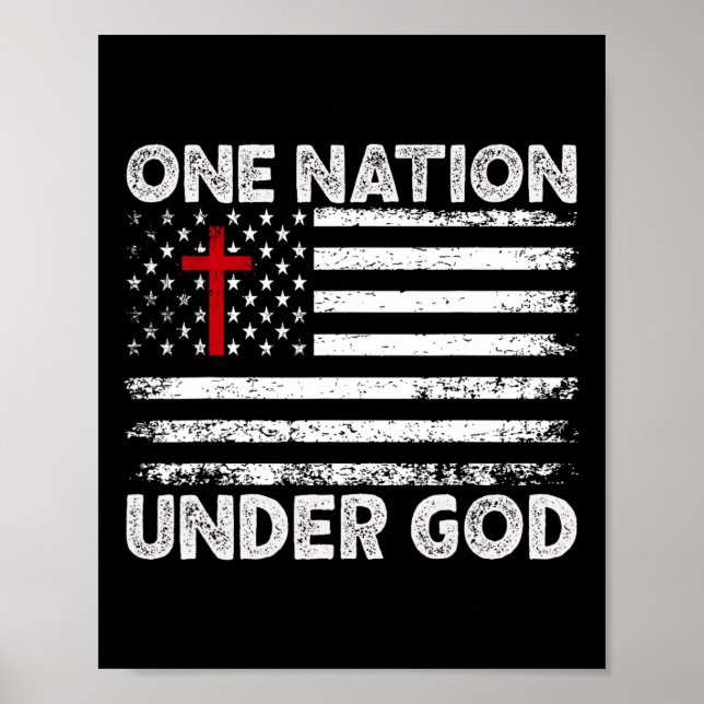 Eine Nation unter Gottes Flag 4. Juli Patriotic Ch Poster (Vorne)