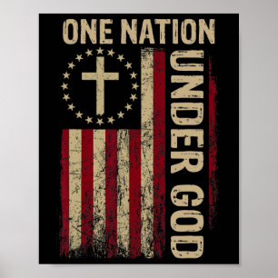 Eine Nation unter Gottes Flag 4. Juli Patriotic Ch Poster