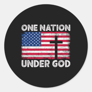 Eine Nation unter Gottes Flag 4. Juli Patriotic Ch Runder Aufkleber